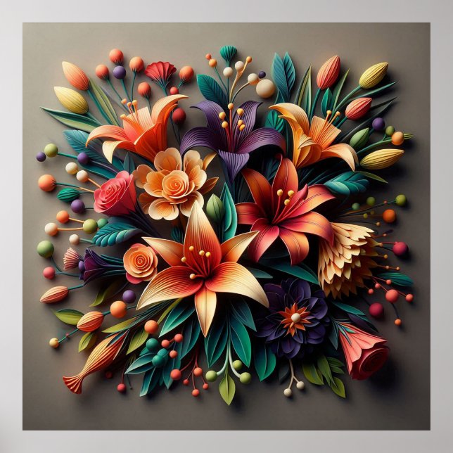 Poster Flores Coloridas de Papel (Frente)