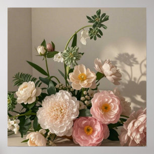 Poster Flores coloridas e elegantes inspiradas no vintage