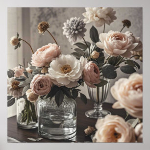 Poster Flores coloridas Floral elegante inspirado no vint