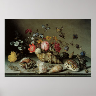 Poster Flores, Conchas e Insetos Balthasar van der Ast