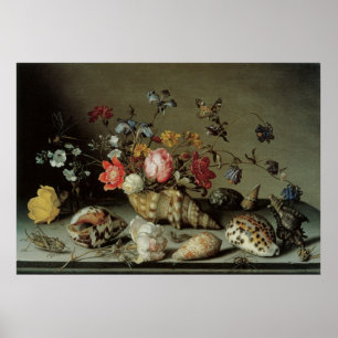 Poster Flores, conchas e insetos Balthasar van der Ast