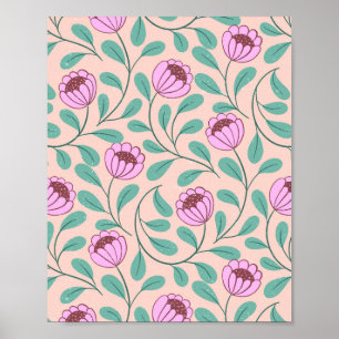 Poster Flores cor-de-rosa e negrito