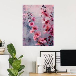 Poster Flores Cor-de-Rosa em Flor 