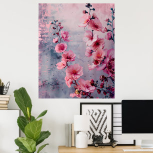 Poster Flores Cor-de-Rosa em Flor 