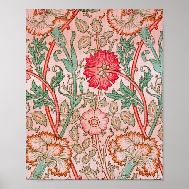 Poster Flores cor-de-rosa por William Morris (Frente)