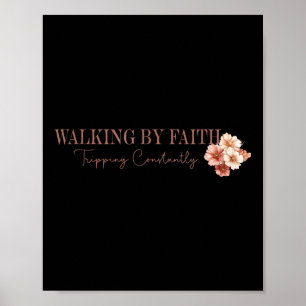 Poster Flores Da Cruz Cristã Caminhando Por Viagem De Fé
