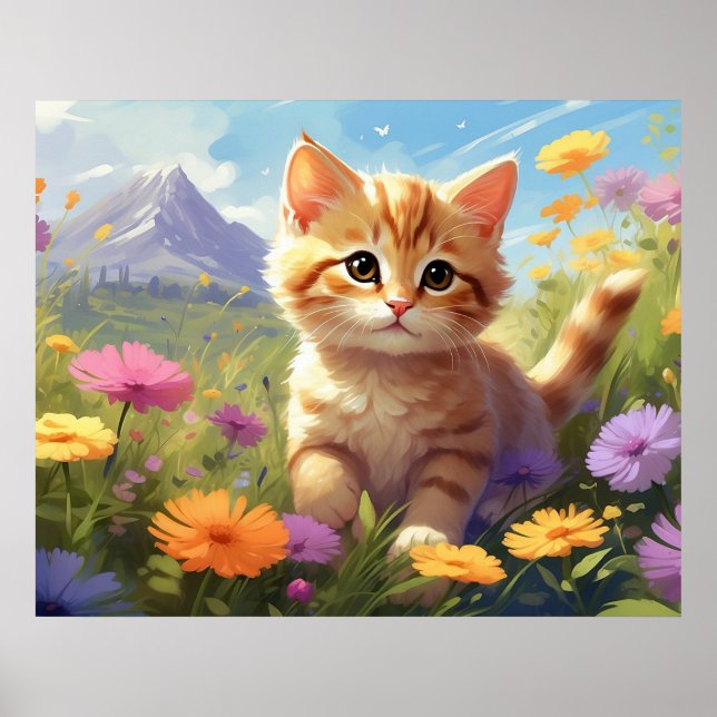 Poster *~* Flores da Montanha Kitty 5:4  Gatinho Gato AP6 (Frente)
