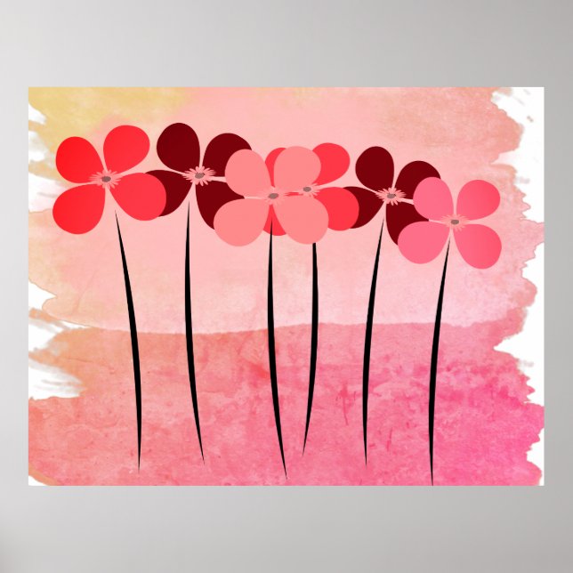Poster Flores De abstrato A Rosa (Frente)