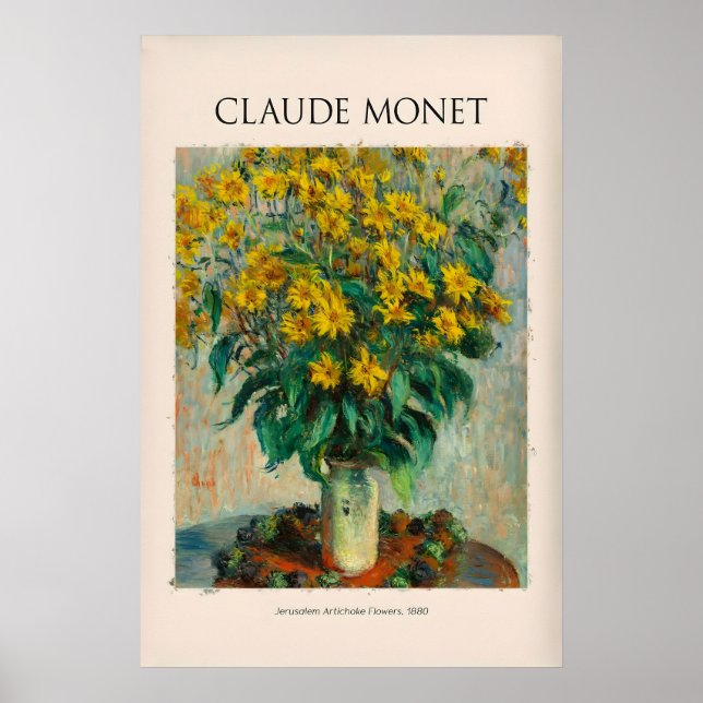 Poster Flores de Alcachofra de Jerusalém de Monet em Natu (Frente)