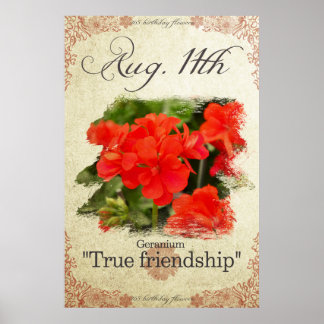 Poster Flores de aniversário no 11 de agosto "Geranium"
