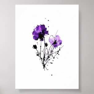 Poster Flores de Aquarela abstrato