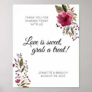 Poster Flores de Aquarela Buffet de Candy Greenery Greene