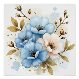 Pôster Flores de Aquarela de Pastel Fantasy