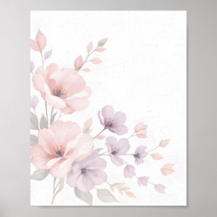 Poster Flores de Aquarela Pastel