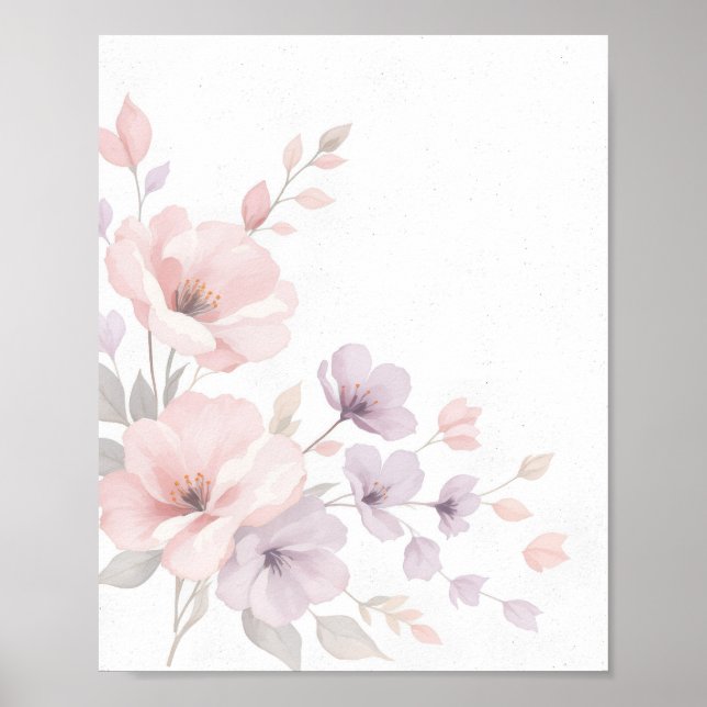 Poster Flores de Aquarela Pastel (Frente)
