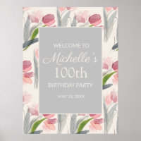 Flores de Aquarela Rosa 100º Aniversário Mulheres