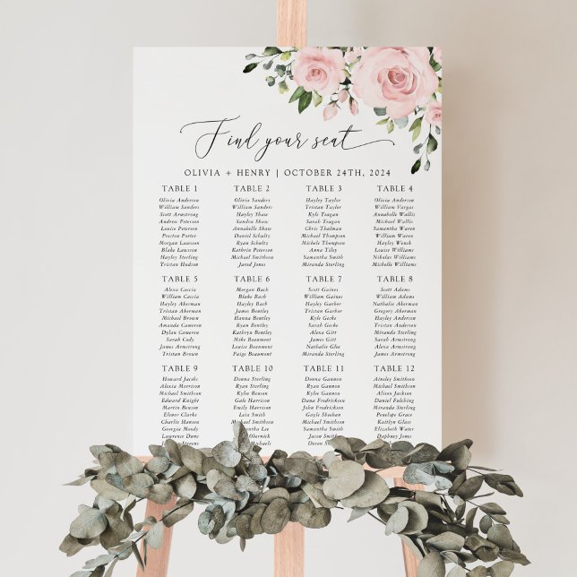 Poster Flores De Blush, Flores Rosa, Placa De Casamento (Criador carregado)
