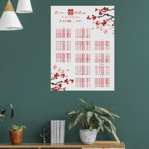 Poster Flores de Cerejeira Vermelhas 囍 Mapa de Assentos d