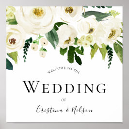 Poster Flores de Champanhe Bem-Vindo ao Casamento de Sina