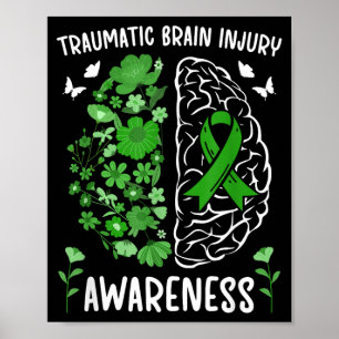 Poster Flores de Conscientização sobre Lesão Cerebral Tra