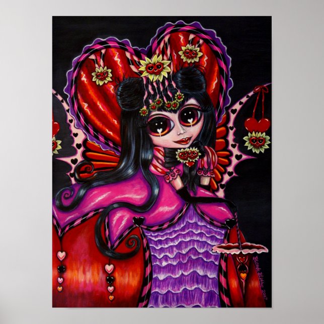 Poster Flores de Corações de Fada de Namorados Gótica (Frente)