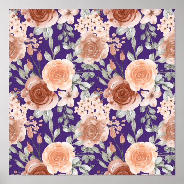 Poster Flores de Cores de Água de Tendy (Frente)