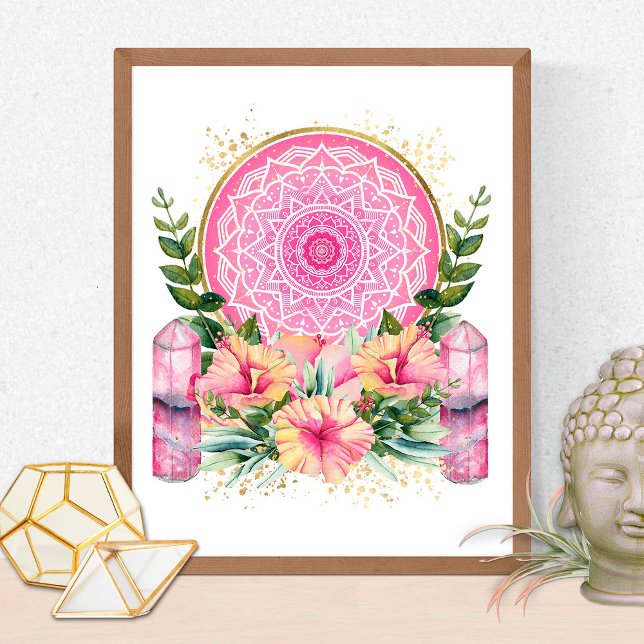 Poster Flores De Cristal De Mandala Rosa Yoga Reiki Spa B (Criador carregado)