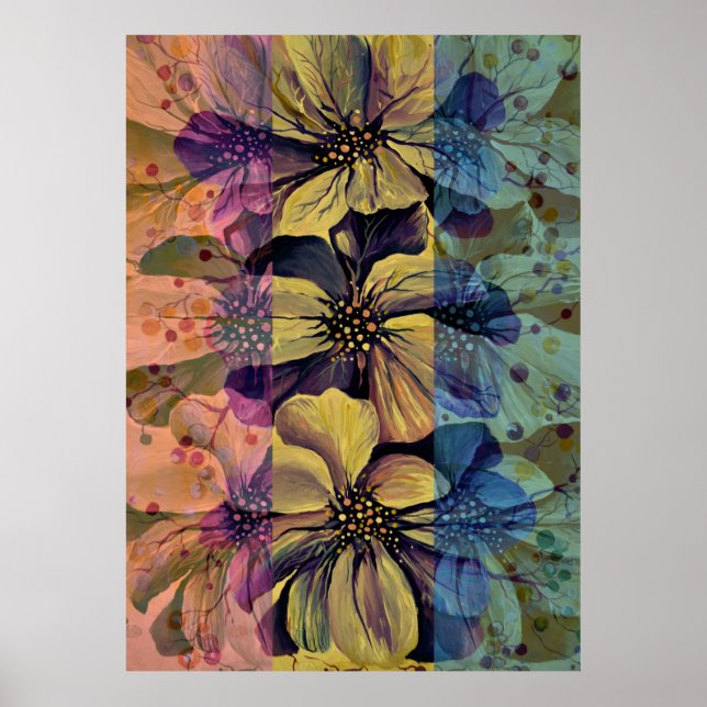 Poster Flores de Delfinium utópicas (Frente)