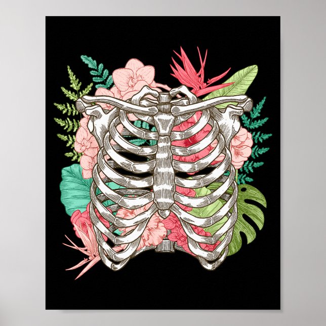 Poster Flores de Esqueleto Radiografia da Caixa Torácica  (Frente)