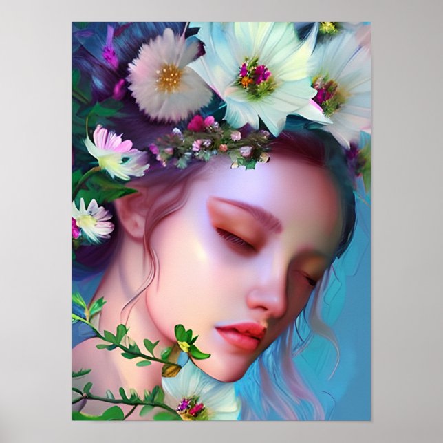 Poster Flores de Fada bonito em Arte Fantasia de Cabelo (Frente)