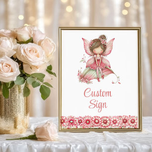 Poster Flores de Fada Rosa Capricho Placa Personalizada d