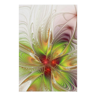 Pôster Flores de fantasia fractal macias e ternas