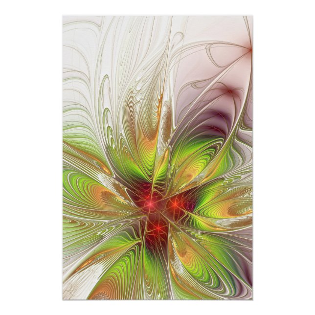 Pôster Flores de fantasia fractal macias e ternas (Frente)