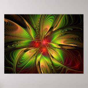 Poster Flores de fantasia fractal suaves e tenra