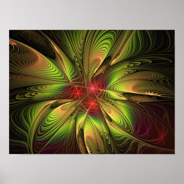 Poster Flores de fantasia fractal suaves e tenra (Frente)