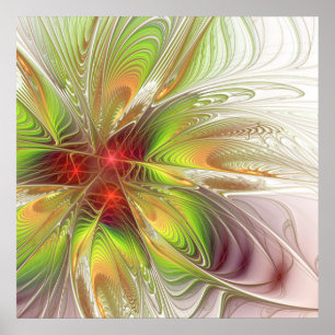 Poster Flores de fantasia fractal suaves e tenra