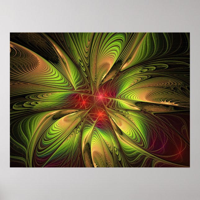 Poster Flores de fantasia fractal suaves e tenra (Frente)