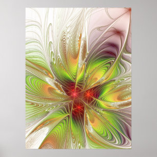 Poster Flores de fantasia fractal suaves e tenra
