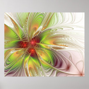 Poster Flores de fantasia fractal suaves e tenra