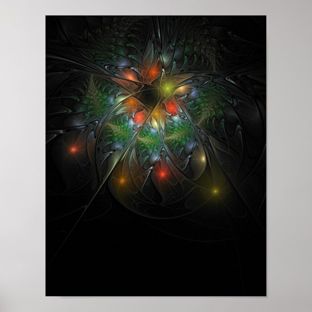 Poster Flores de fantasia fractal suaves e tenra (Frente)