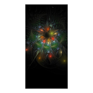 Pôster Flores de fantasia fractal suaves e tenra