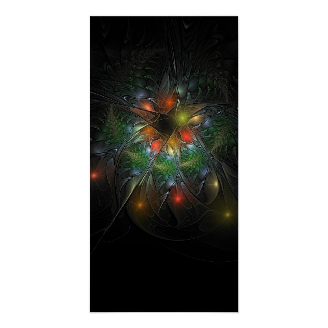 Pôster Flores de fantasia fractal suaves e tenra (Frente)