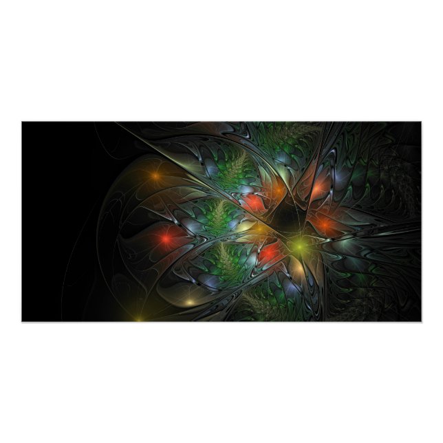 Pôster Flores de fantasia fractal suaves e tenra (Frente)