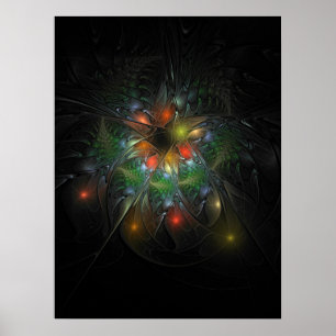 Poster Flores de fantasia fractal suaves e tenra