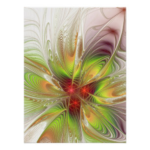 Pôster Flores de fantasia fractal suaves e tenra