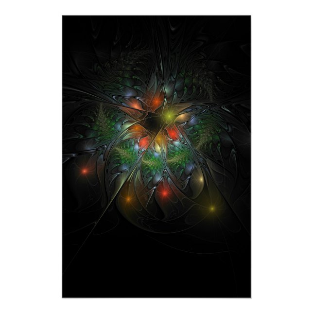 Pôster Flores de fantasia fractal suaves e tenra (Frente)