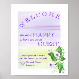 Poster Flores de Glória da Manhã Senha do Wifi de Boas-Vi