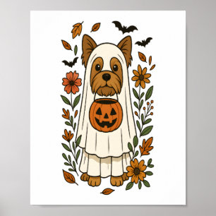 Poster Flores de Halloween Yorkshire Terrier Halloween