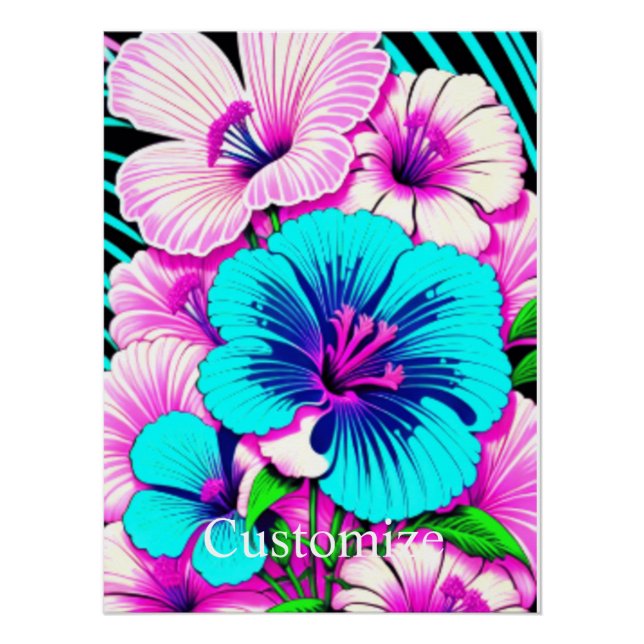 Pôster Flores de Hibisco Multicoloridas Thunder_Cove (Frente)