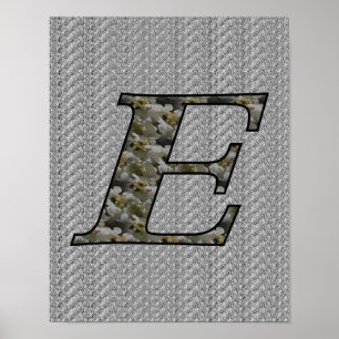 Poster Flores de Hortênsia com Inicial de Monograma E